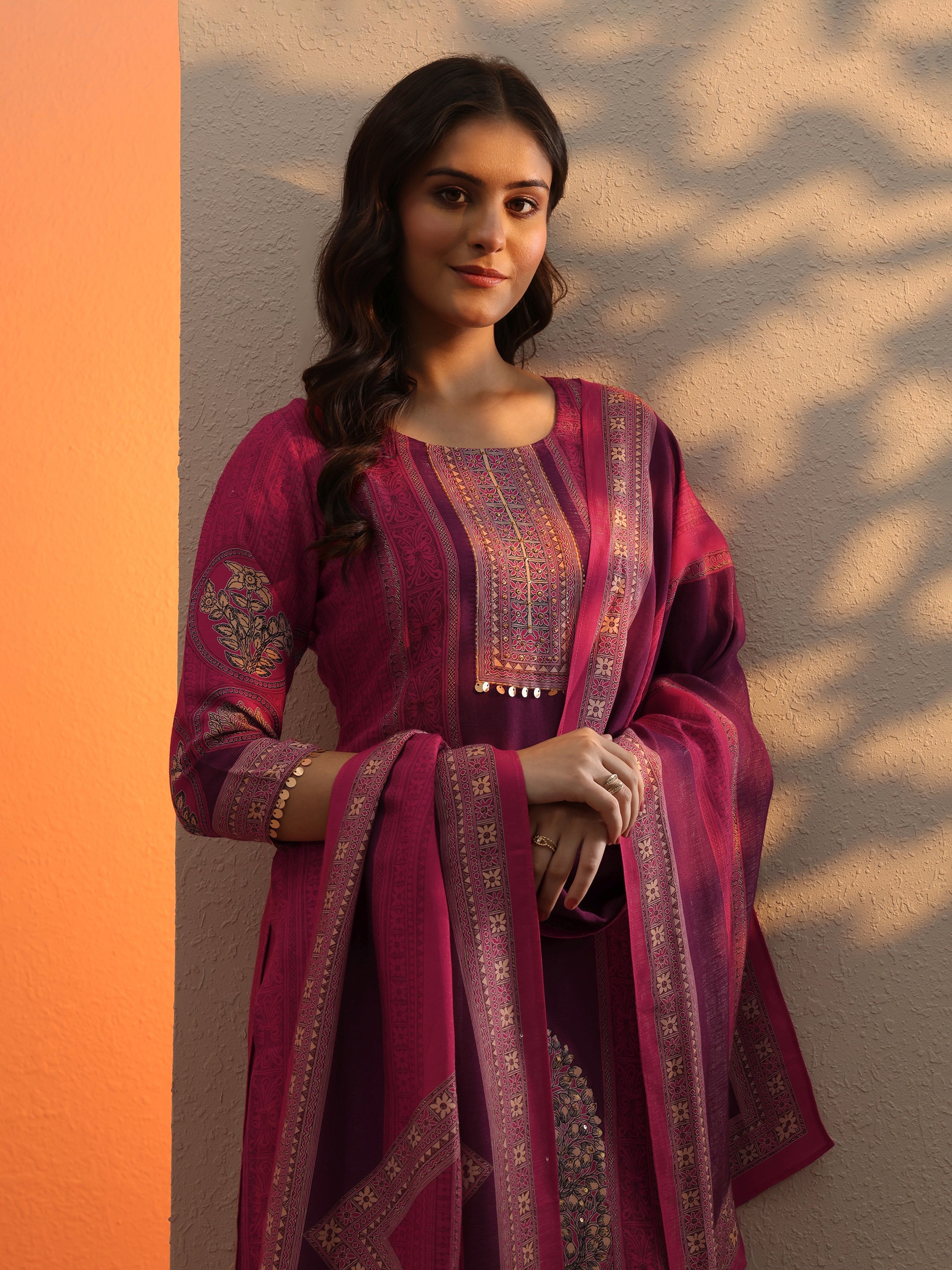 libas Pink Printed Silk Blend Straight Suit Set With Dupatta-picture-39