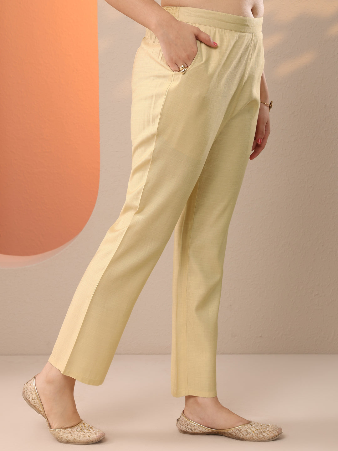  Beige Printed Silk Blend Straight Suit Set With Dupatta 