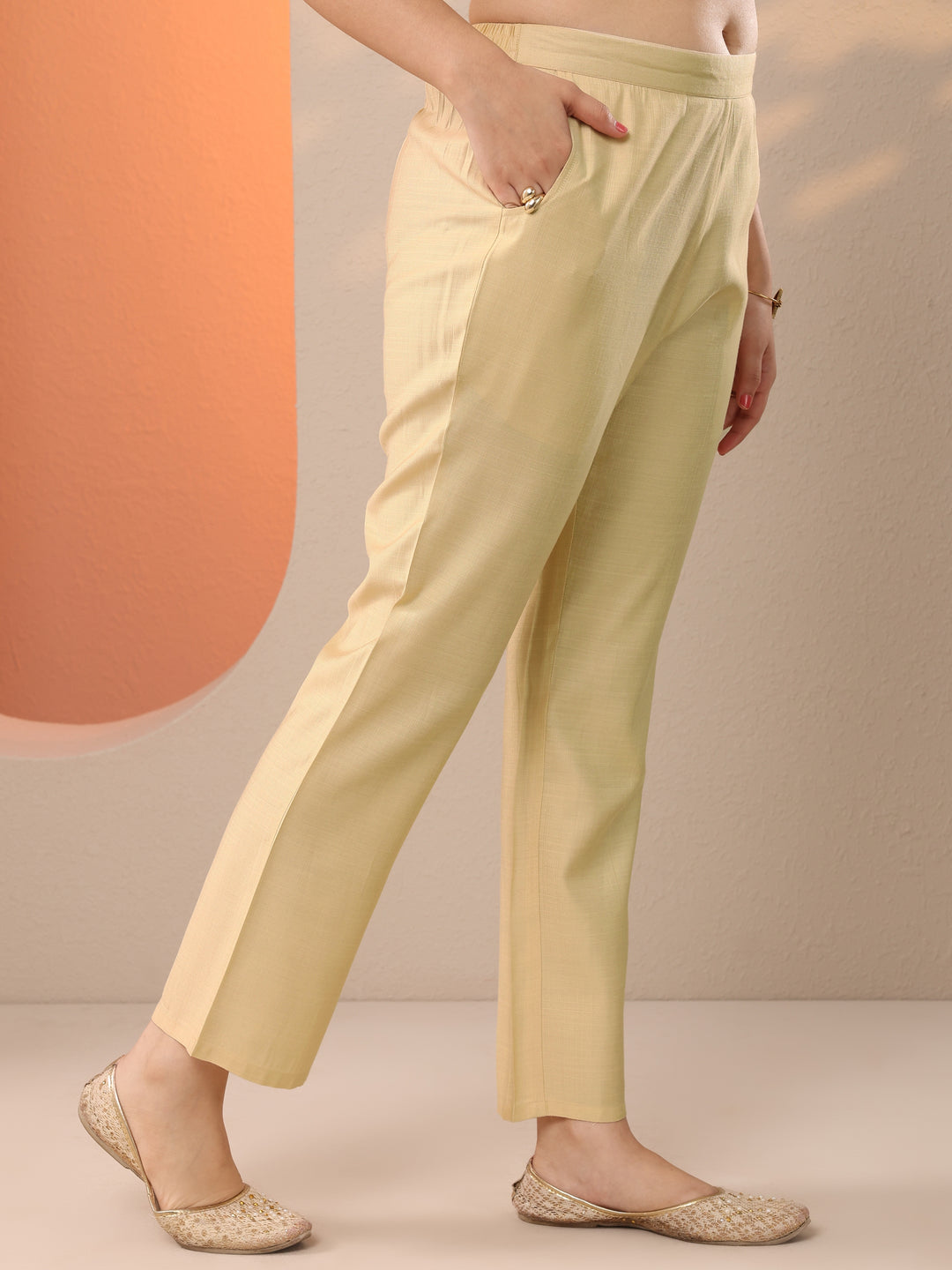  Beige Printed Silk Blend Straight Suit Set With Dupatta 