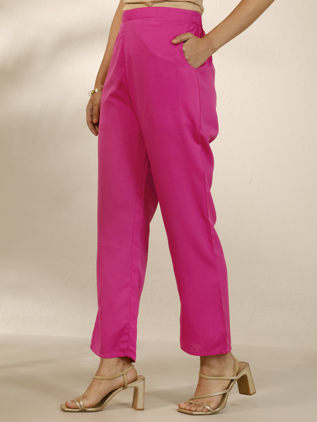  Pink Printed Silk Blend Straight Suit Set With Dupatta 