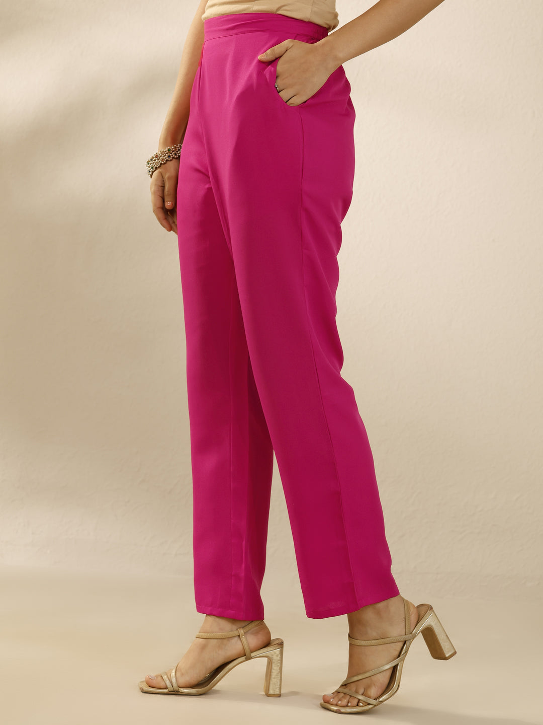  Pink Printed Silk Blend Straight Suit Set With Dupatta 