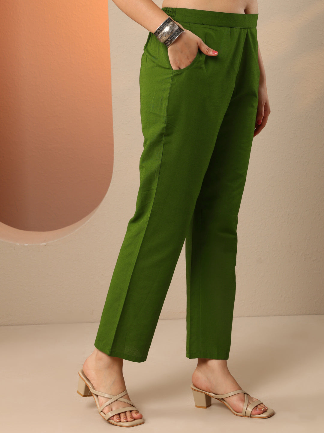  Green Woven Design Silk Blend Straight Suit Set With Dupatta 