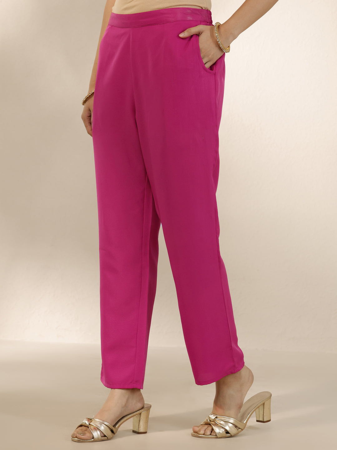  Pink Printed Silk Blend Straight Suit Set With Dupatta 