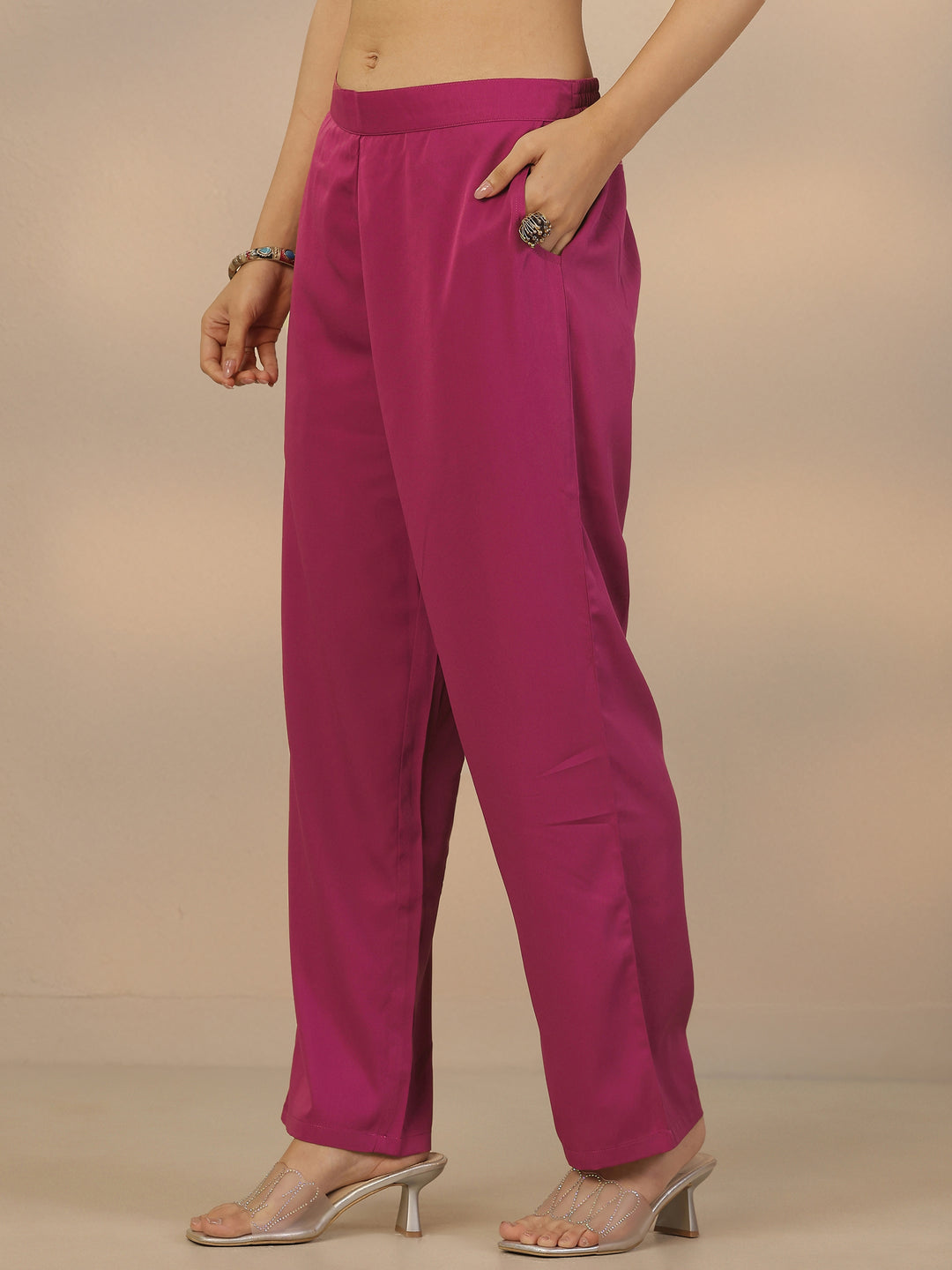  Pink Printed Silk Blend Straight Suit Set With Dupatta 