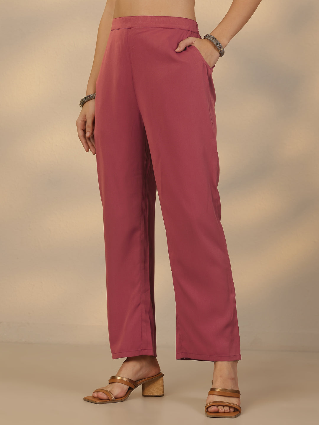  Brown Printed Silk Blend Straight Suit Set With Dupatta 