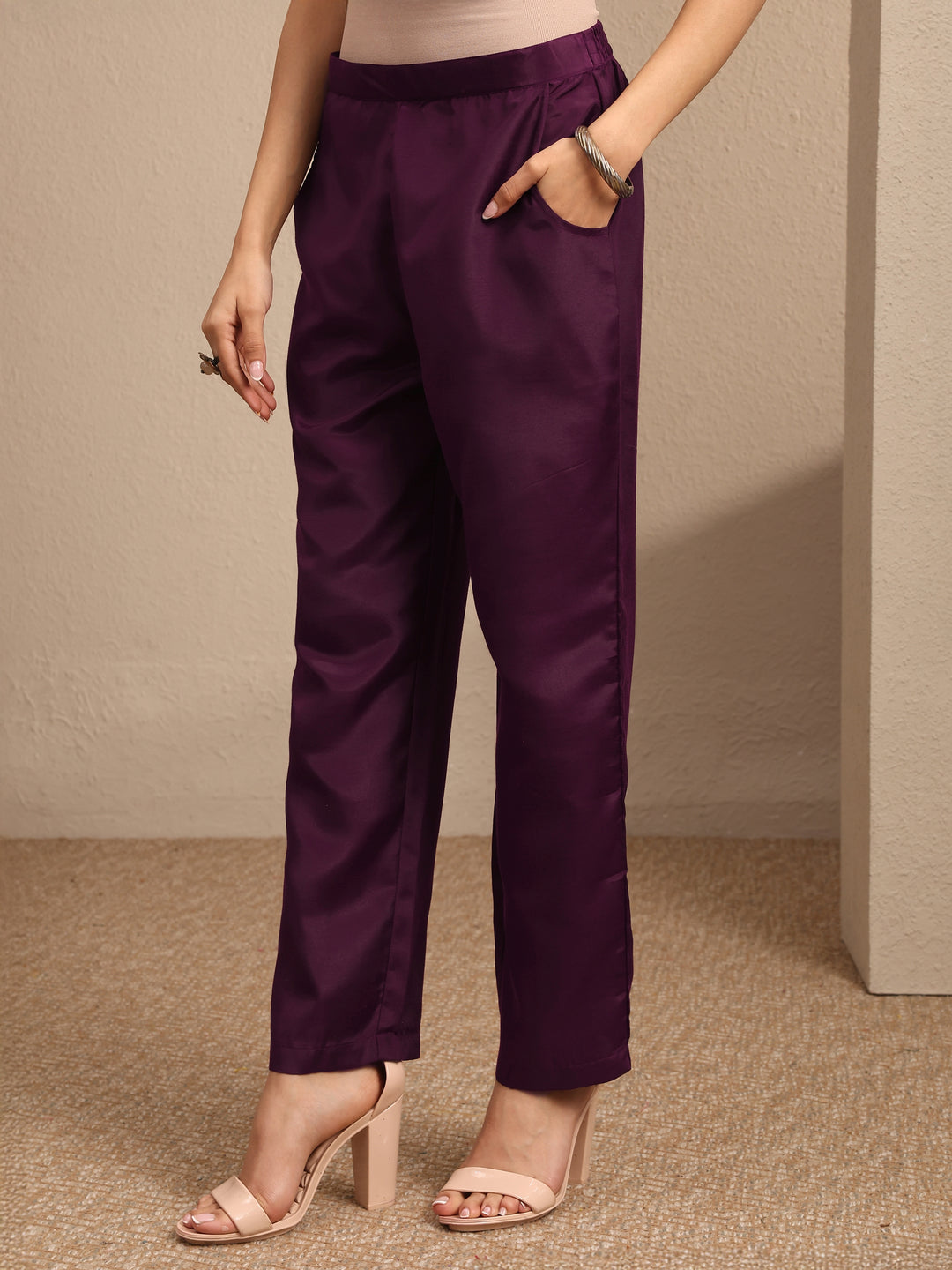  Burgundy Printed Silk blend Straight Suit Set With Dupatta 