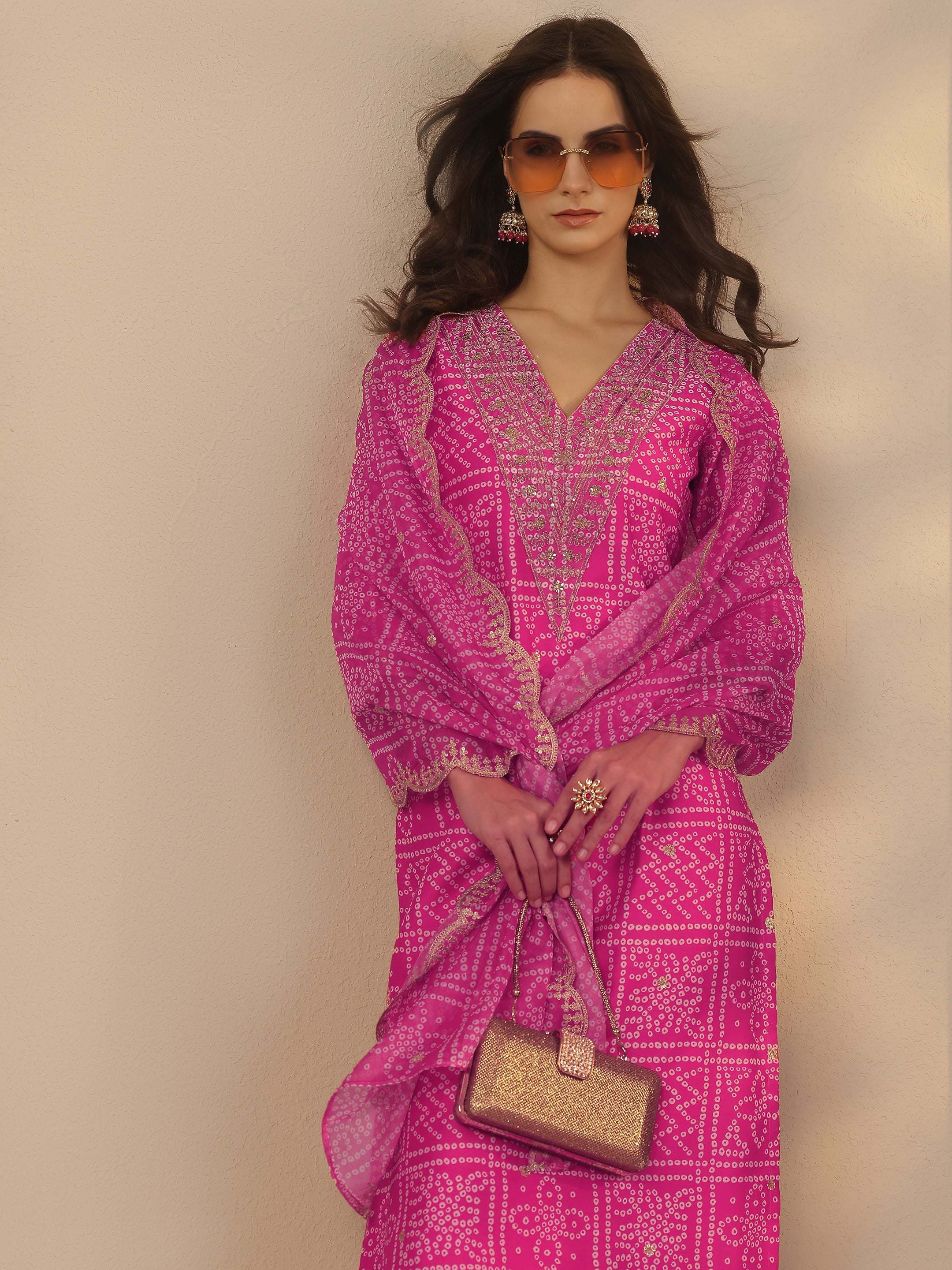libas Pink Printed Silk Blend Straight Suit Set With Dupatta-picture-50