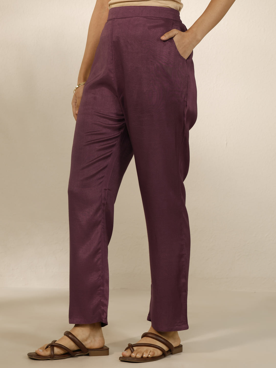  Burgundy Printed Silk Blend Straight Suit Set With Dupatta 