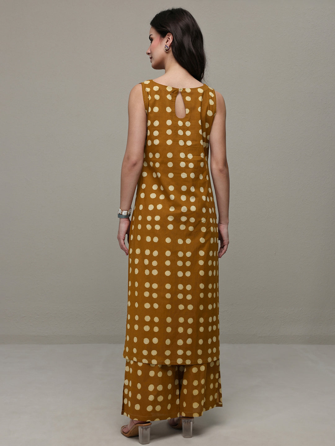  Mustard Polka Dot Printed Cotton Co-Ord Set 