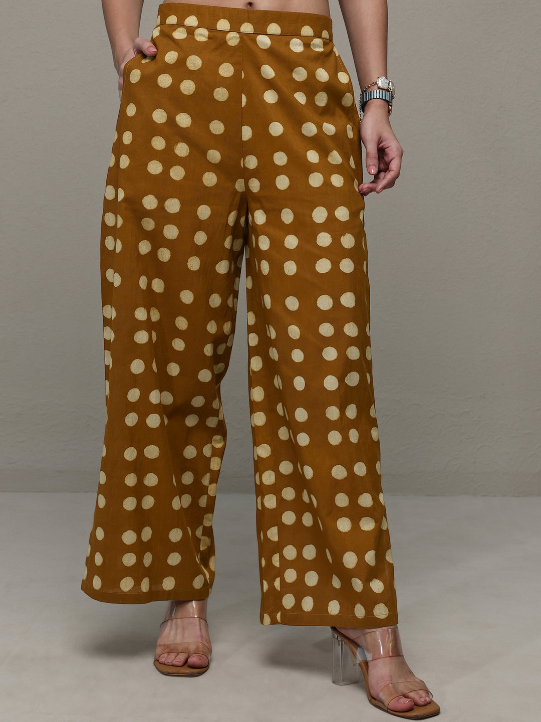  Mustard Polka Dot Printed Cotton Co-Ord Set 