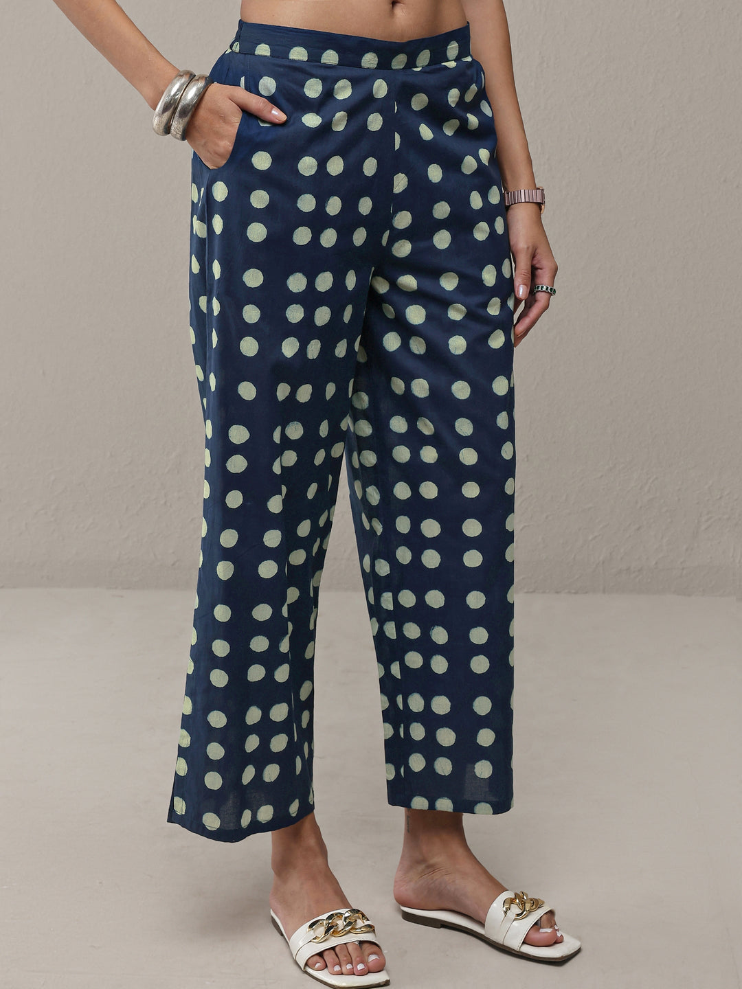  Blue Polka Dot Printed Cotton Co-Ord Set 