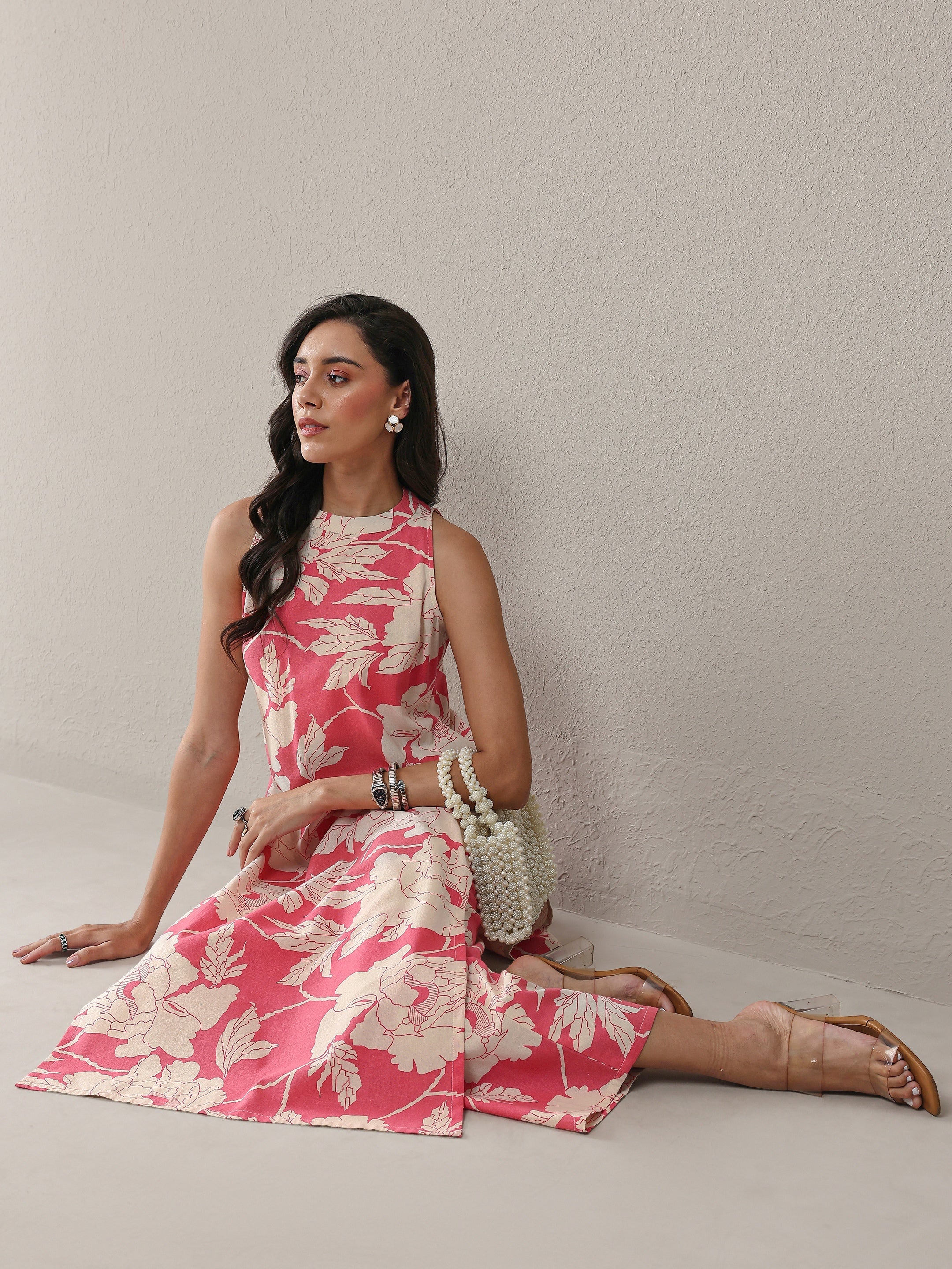 libas Pink Floral Printed Cotton Straight Kurta Set-picture-28