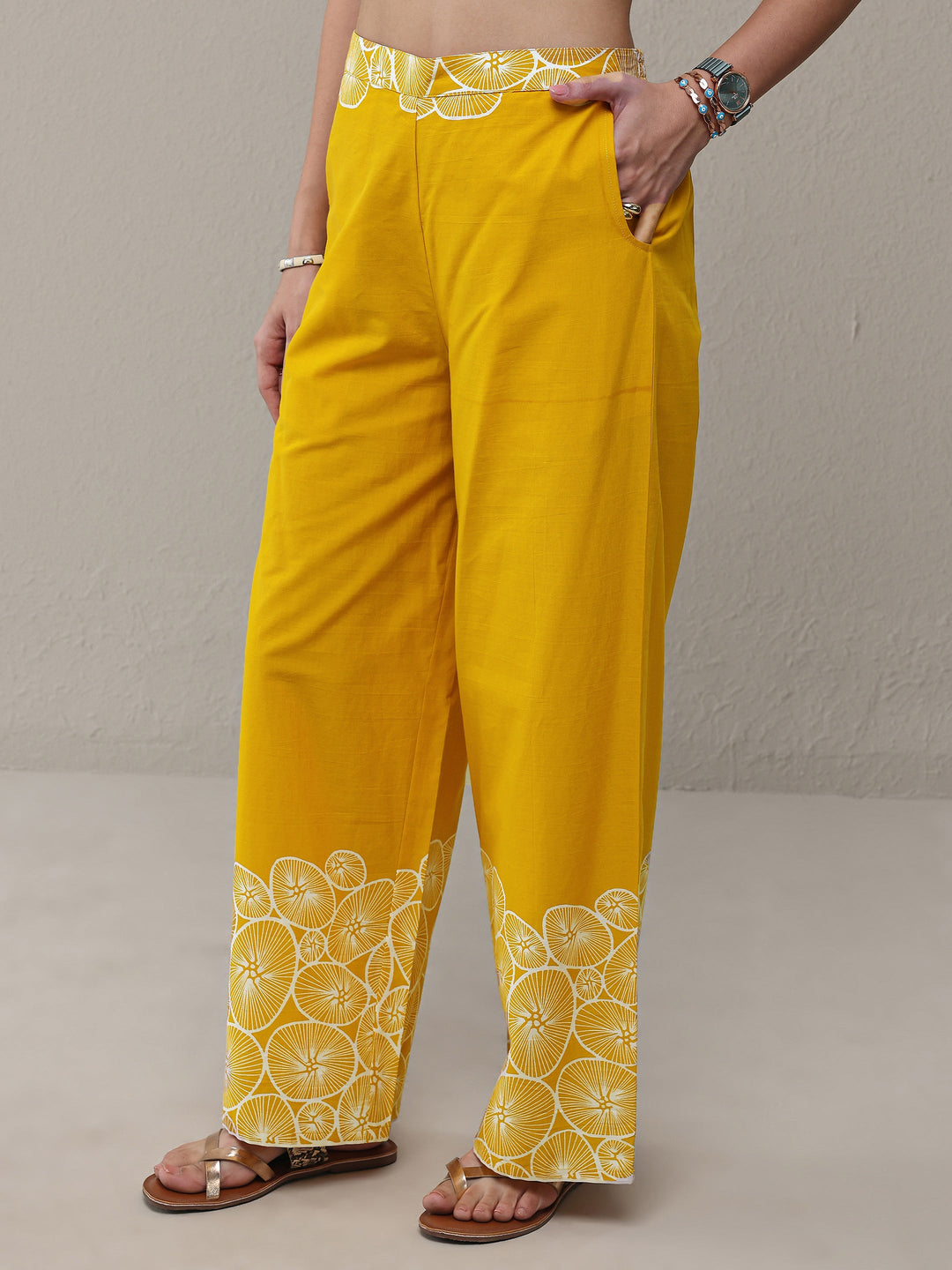  Mustard Floral Printed Cotton Co-Ord Set 