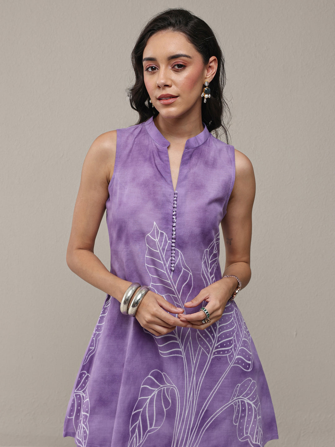  Purple Floral Printed Cotton Co-Ord Set 