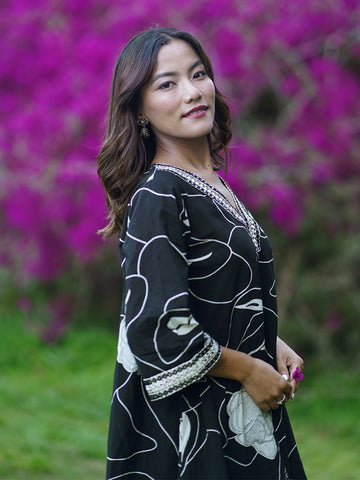 Libas Maria Black Printed Cotton Blend Co-Ord Set
