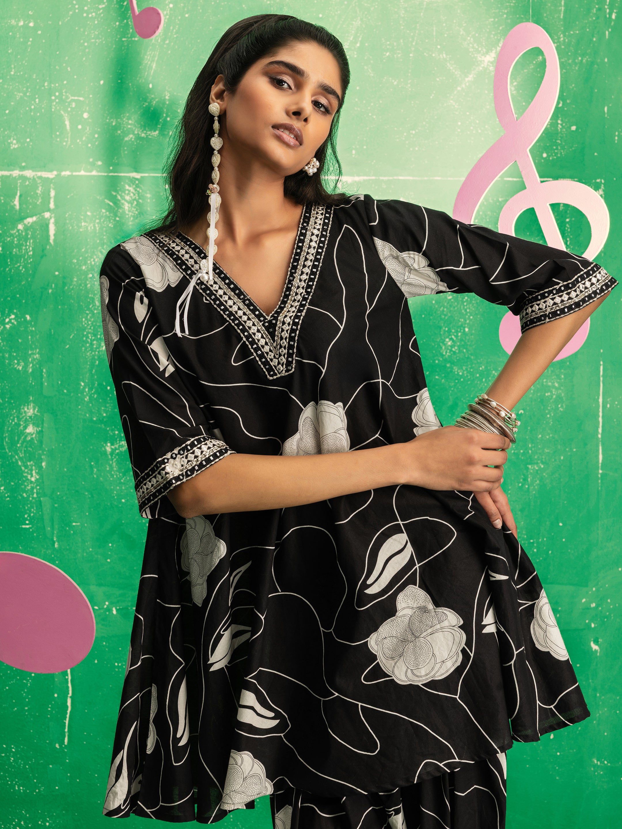 libas Maria Black Printed Cotton Blend Co-Ord Set-picture-43