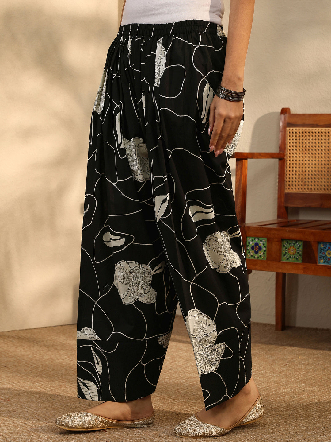  Black Printed Cotton Blend Co-Ord Set 