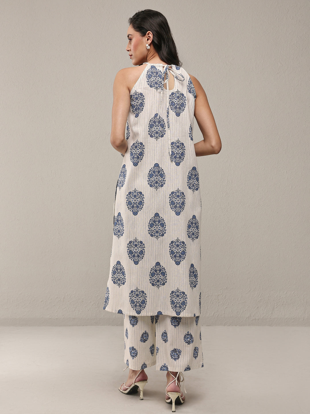  Off White Floral Printed Cotton Co-Ord Set 