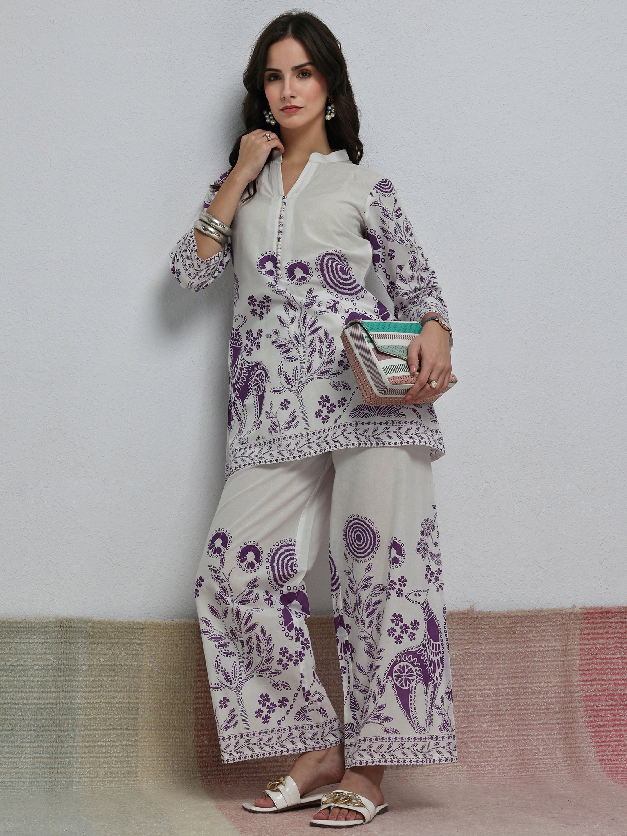 libas White Floral Printed Cotton Co-Ord Set-picture-44
