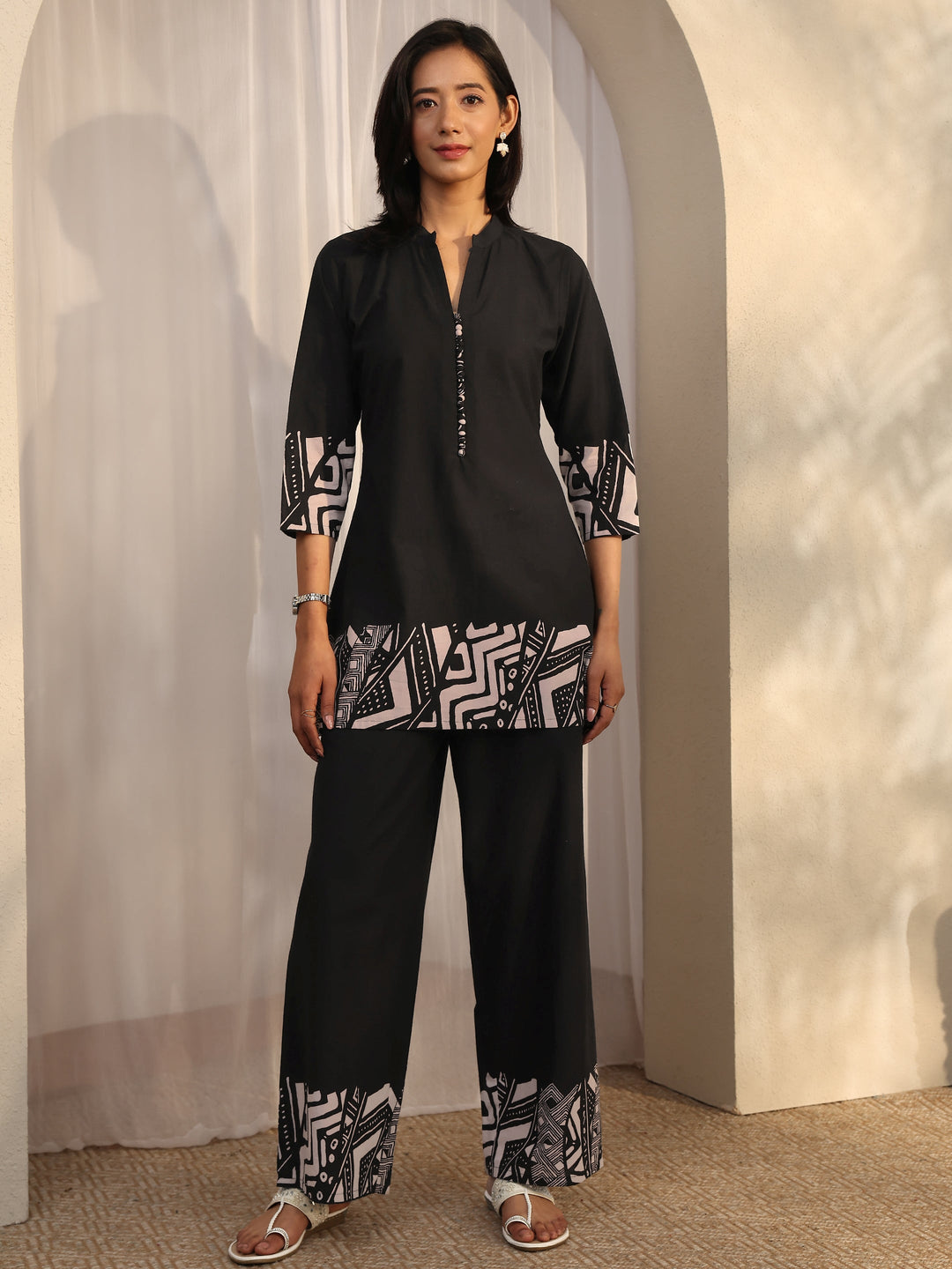 Black Printed Cotton Co-Ord Sets