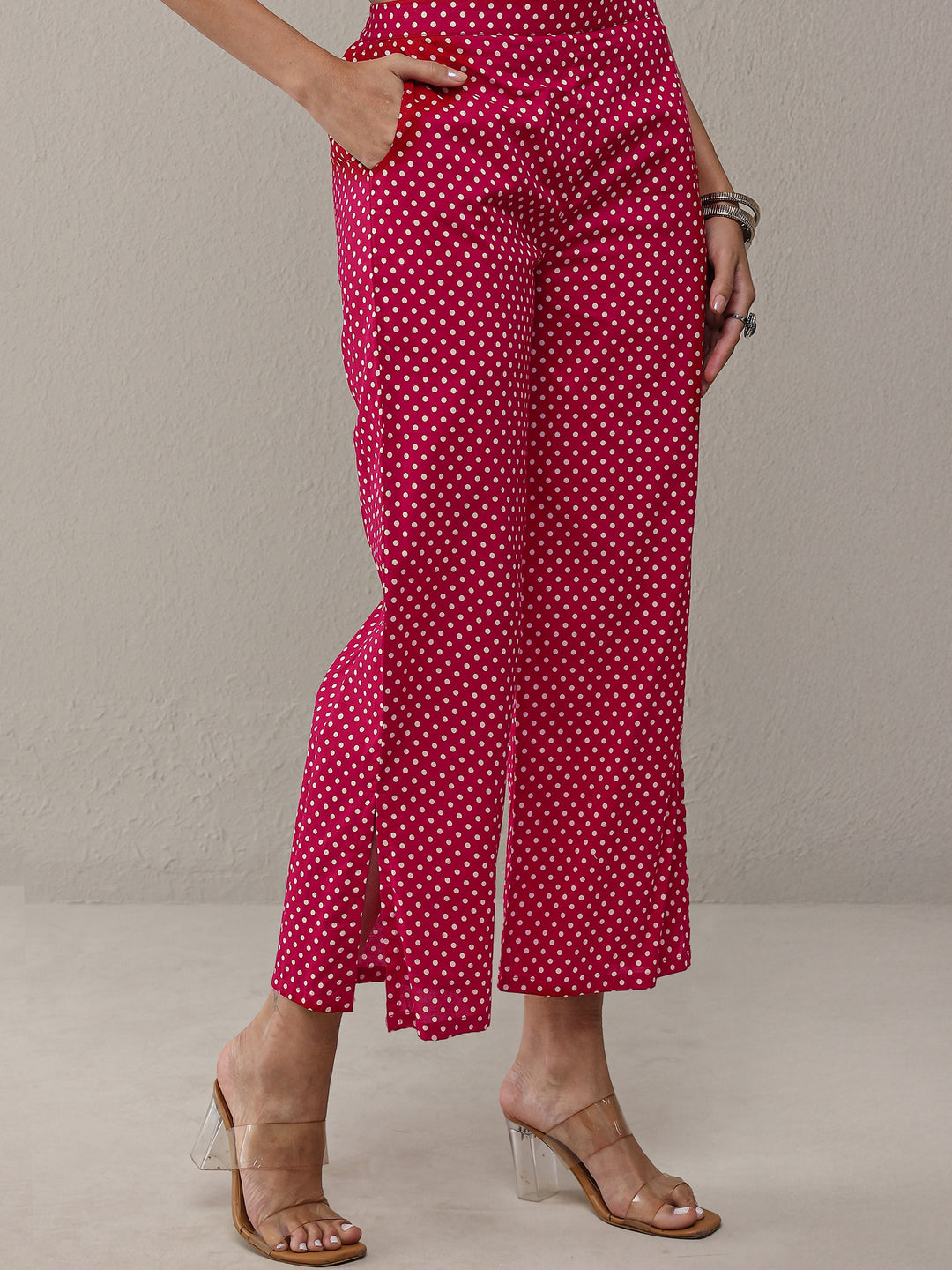  Red Abstarct Printed Cotton Straight Kurta Set 