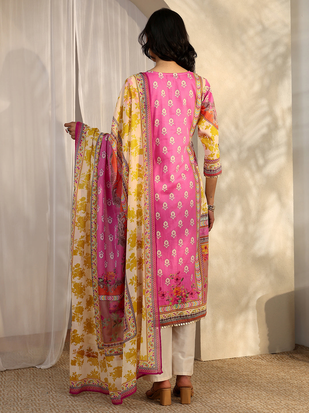  Multi Printed Cotton Straight Kurta Set 