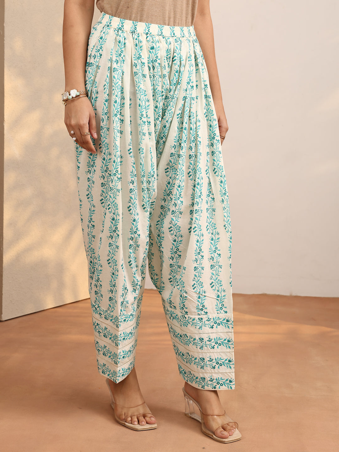  Blue Printed Cotton Straight Suit Set With Dupatta 