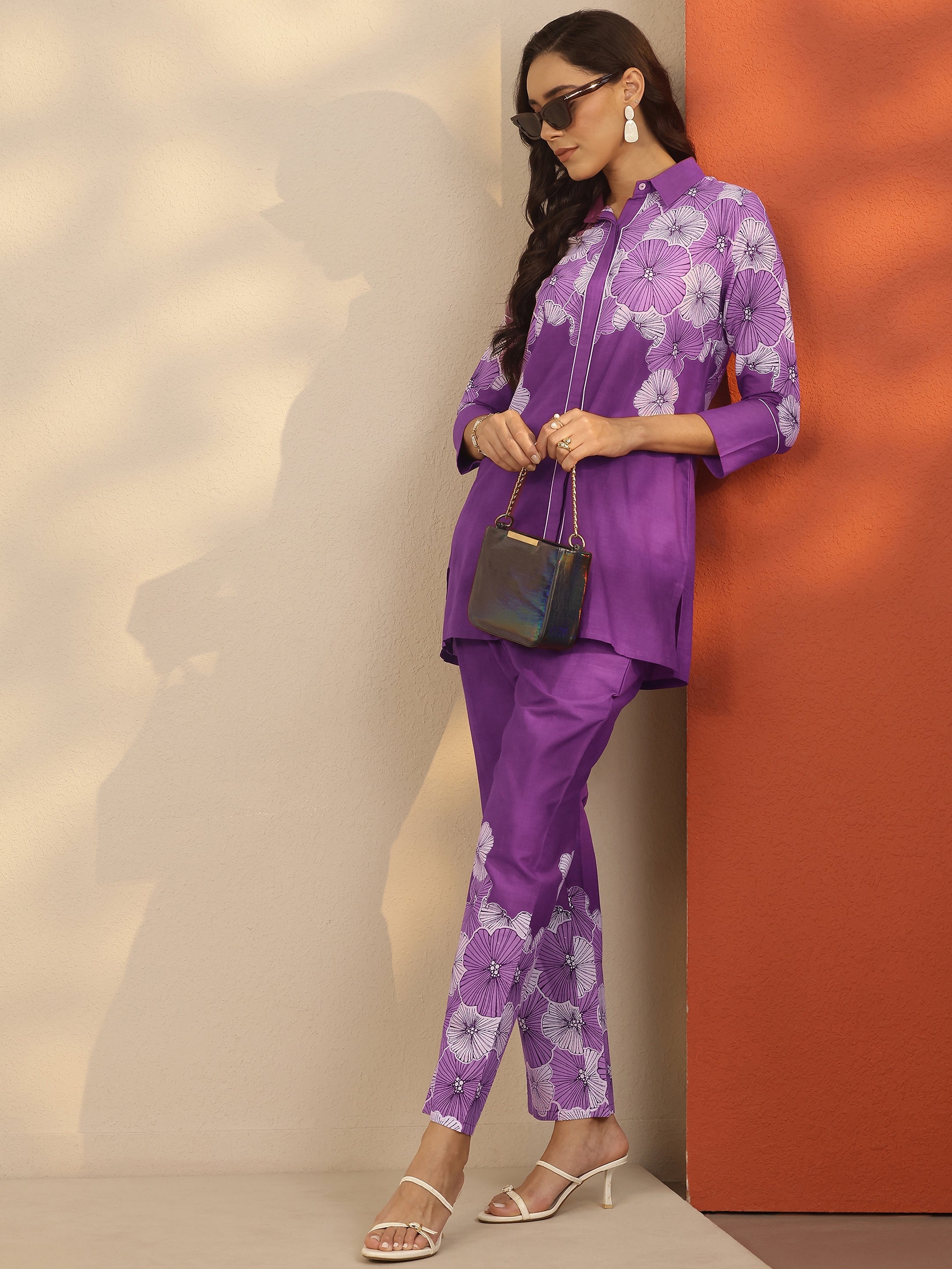 libas Purple Printed Cotton Co-Ord Sets-picture-34