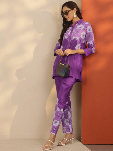 Purple Printed Cotton Co-Ord Sets