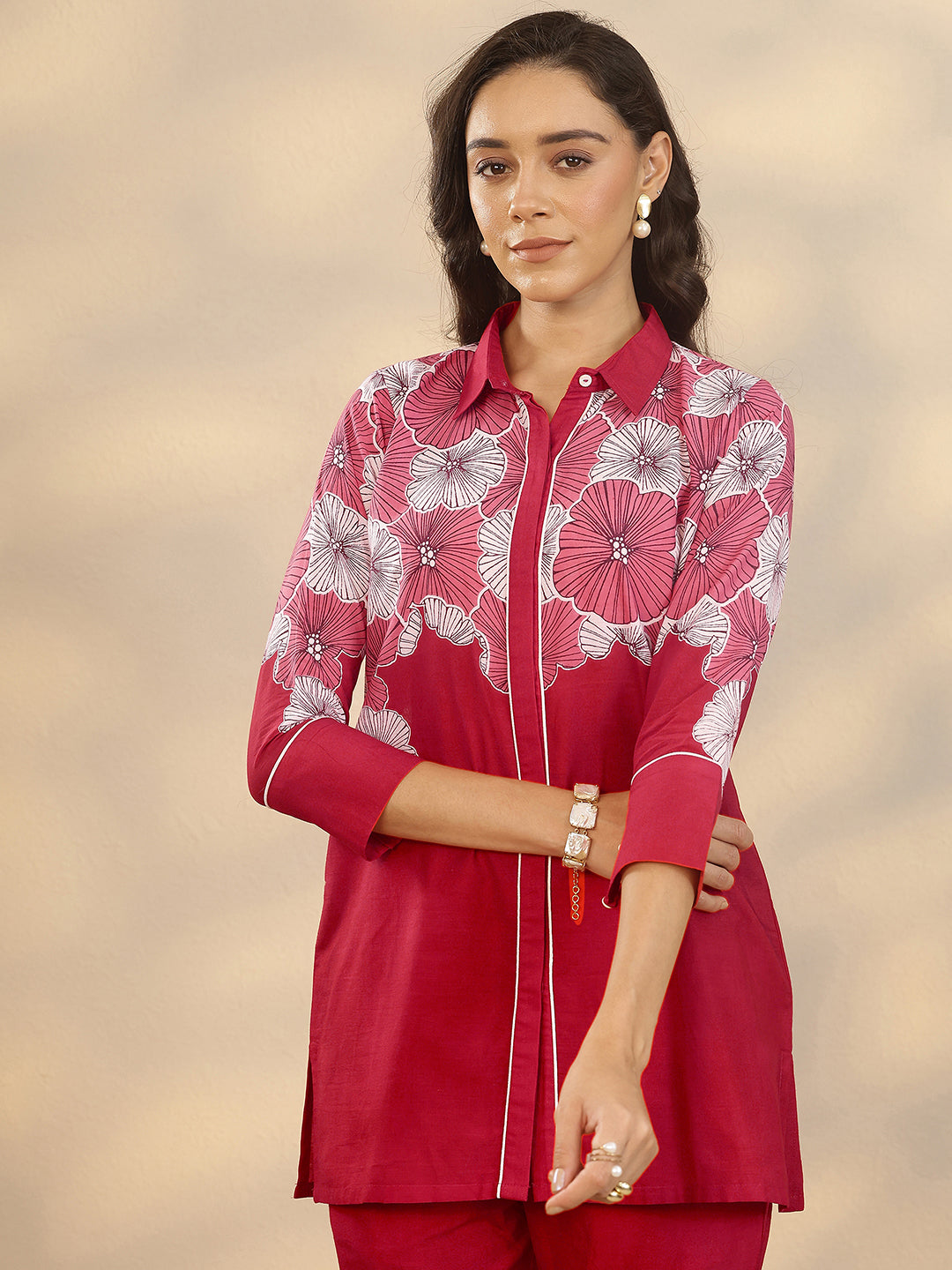  Red Printed Cotton Co-Ord Sets 