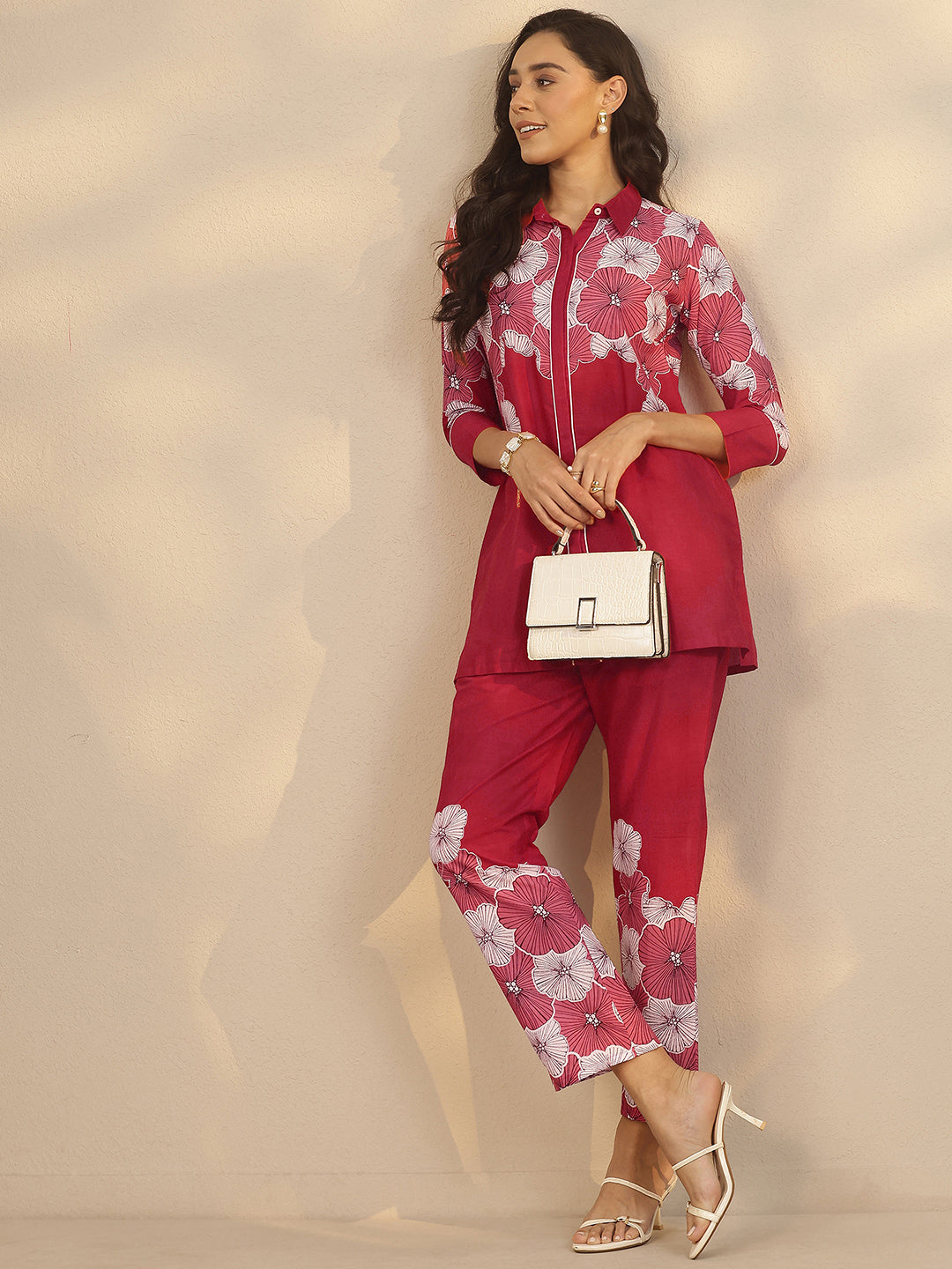 libas Red Printed Cotton Co-Ord Sets-picture-63