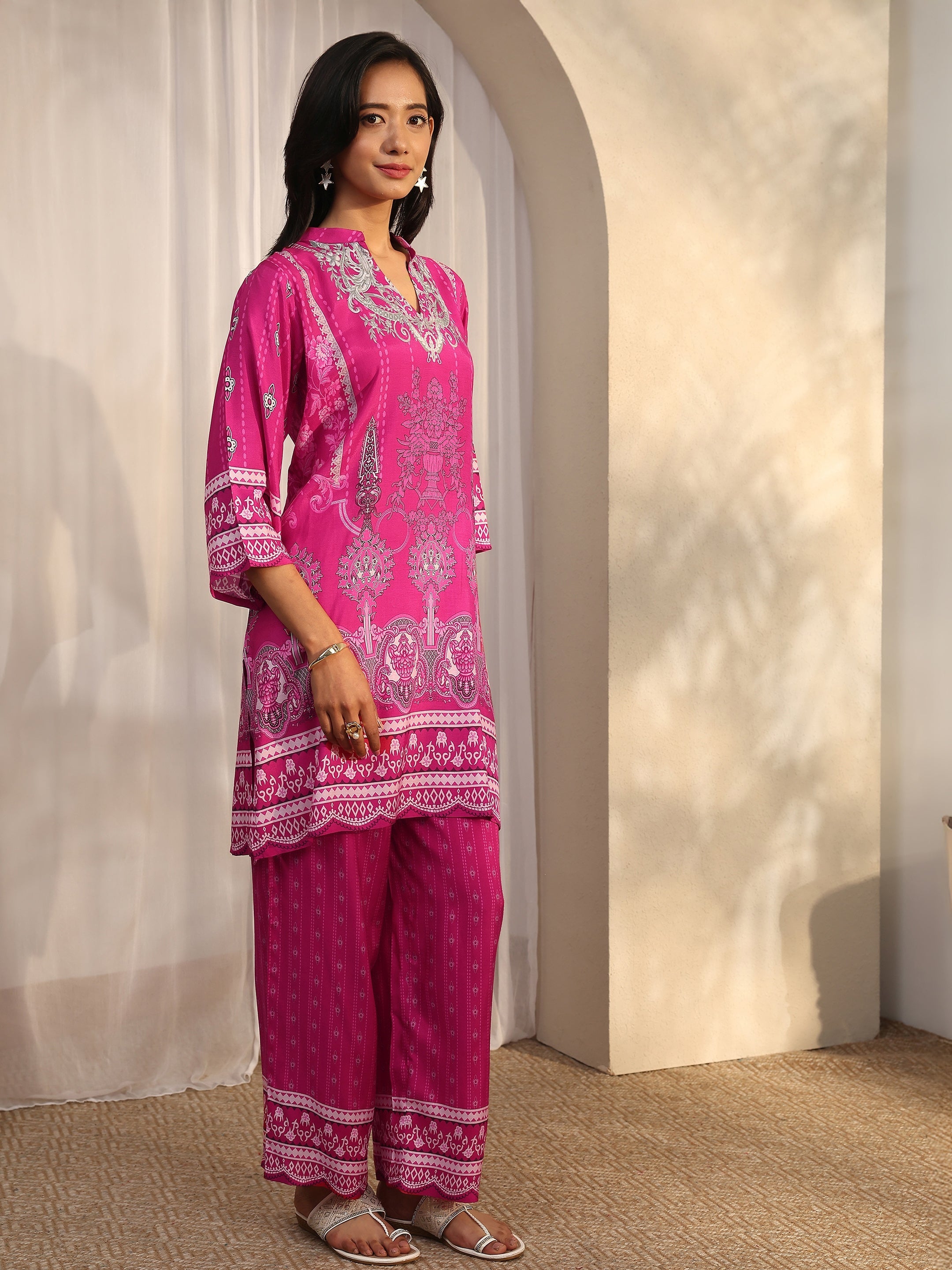 libas Pink Printed Muslin Straight Suit Set With Dupatta-picture-23
