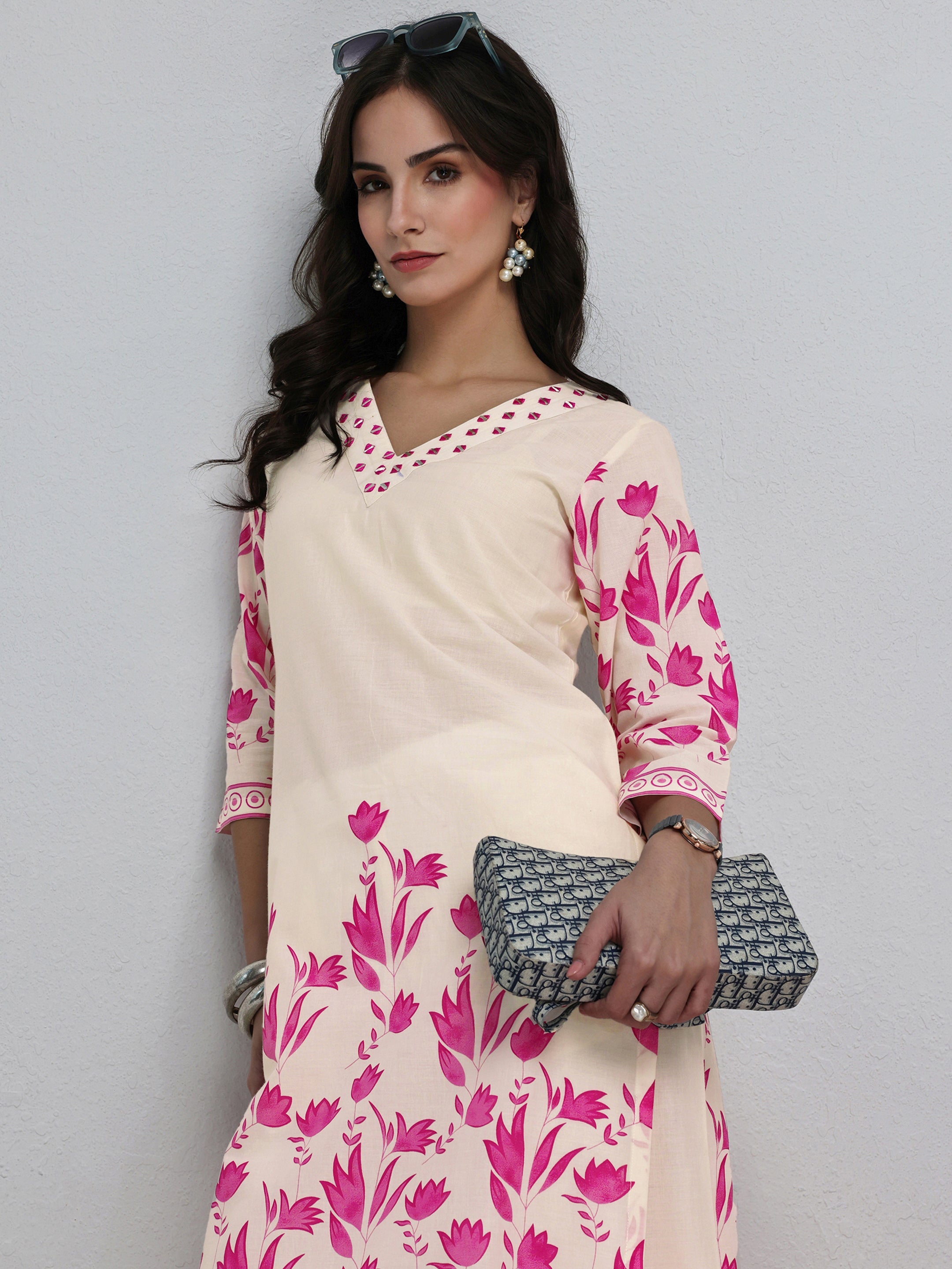 libas Off White Floral Printed Cotton Co-Ord Set-picture-56