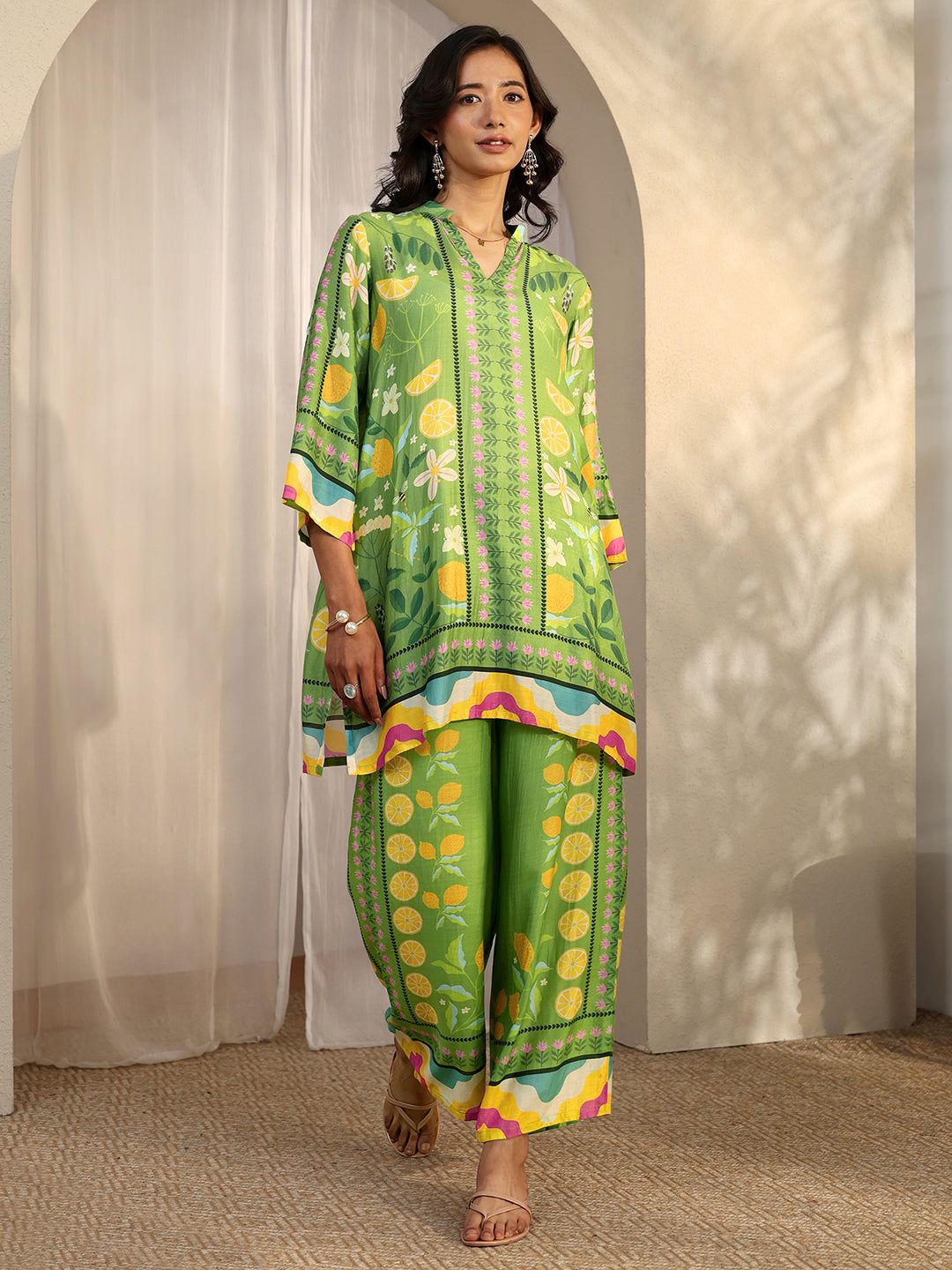 libas Green Printed Muslin Co-Ord Sets-picture-52