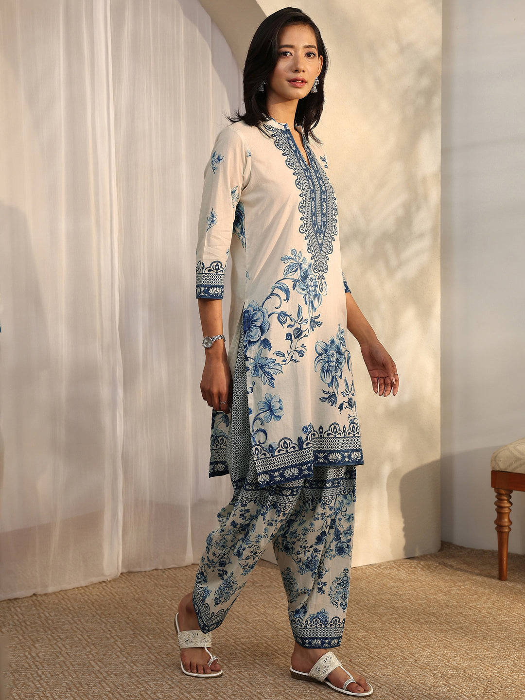  Off White Printed Cotton Co-Ord Sets 