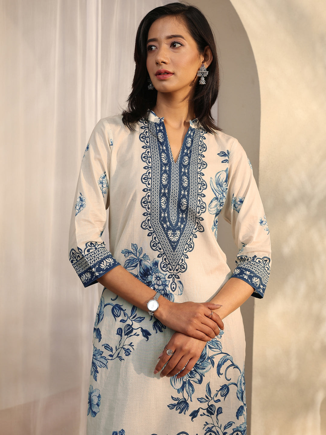 Off White Printed Cotton Co-Ord Sets 