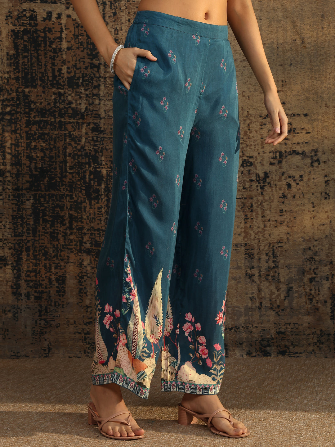 Teal Printed Muslin Co-Ord Set 