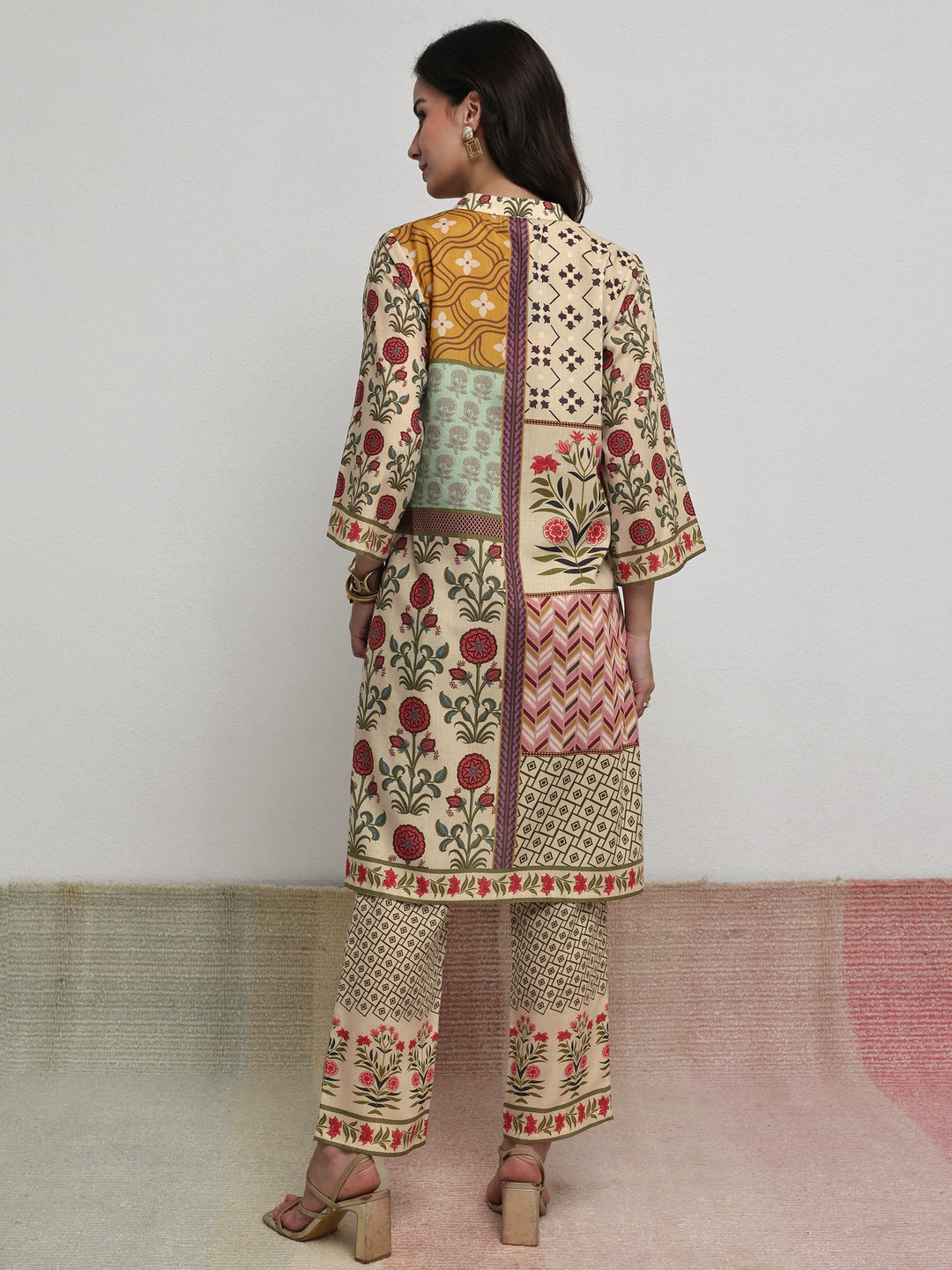  Multi Ethnic Printed Cotton Blend Co-Ord Set 