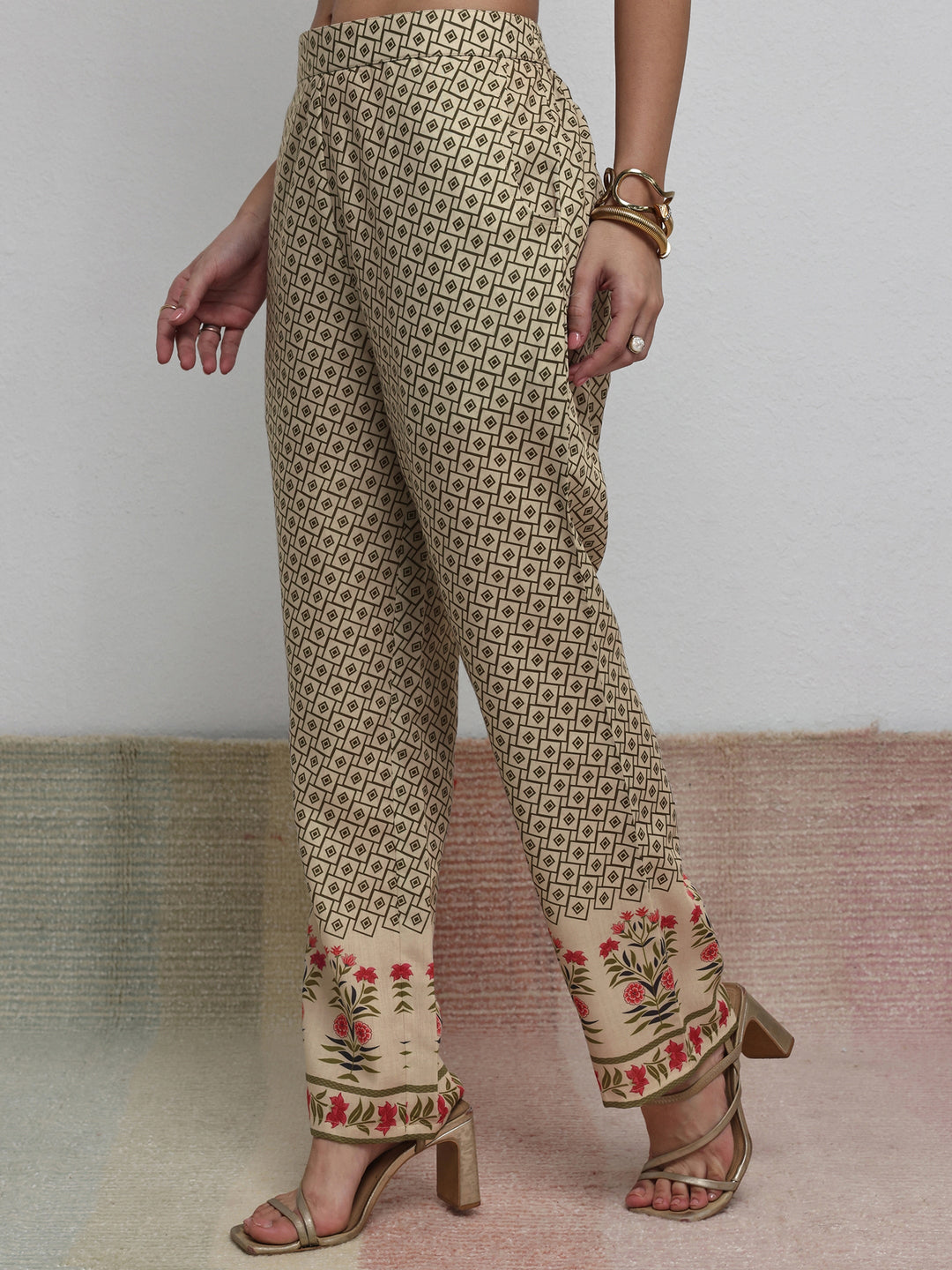  Multi Ethnic Printed Cotton Blend Co-Ord Set 