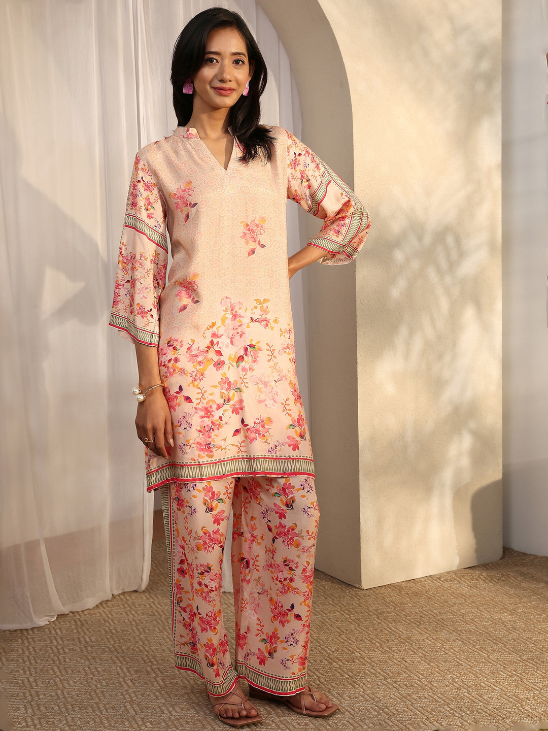 Multi Printed Muslin Straight Suit Set With Dupatta