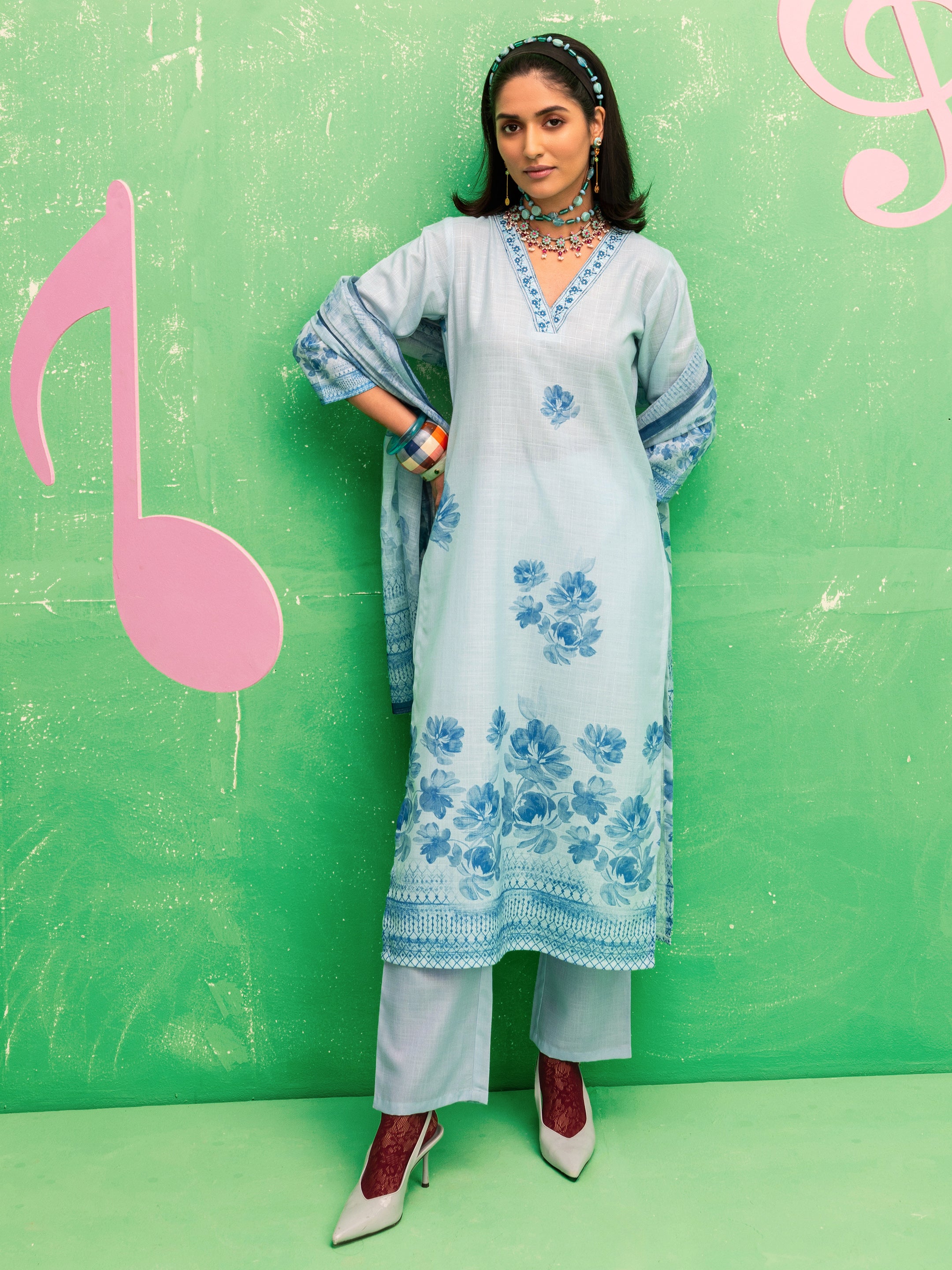 libas Sofia Blue Printed Linen Straight Suit Set With Dupatta-picture-34