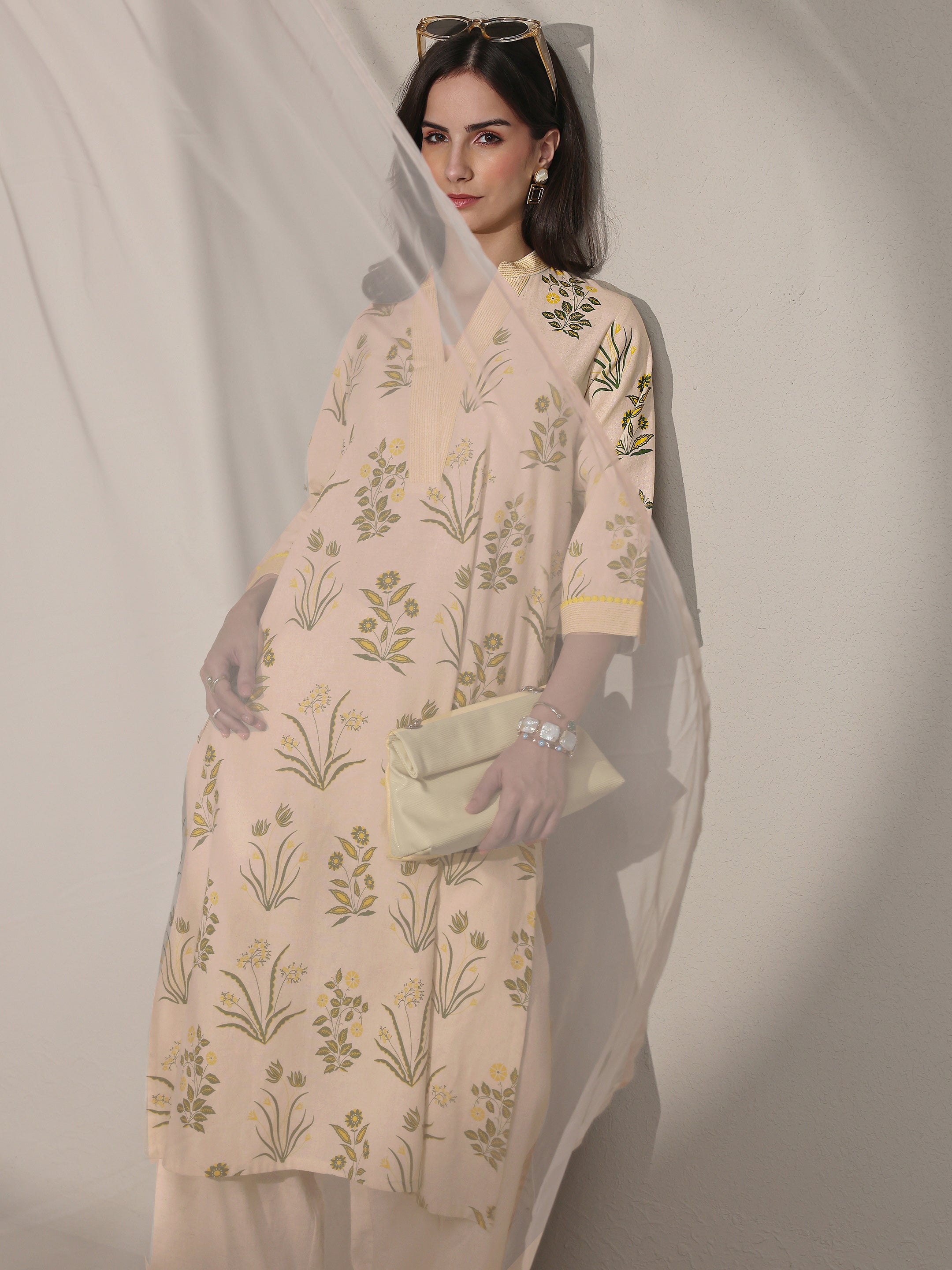 libas Off White Floral Printed Cotton Straight Kurta Set-picture-34