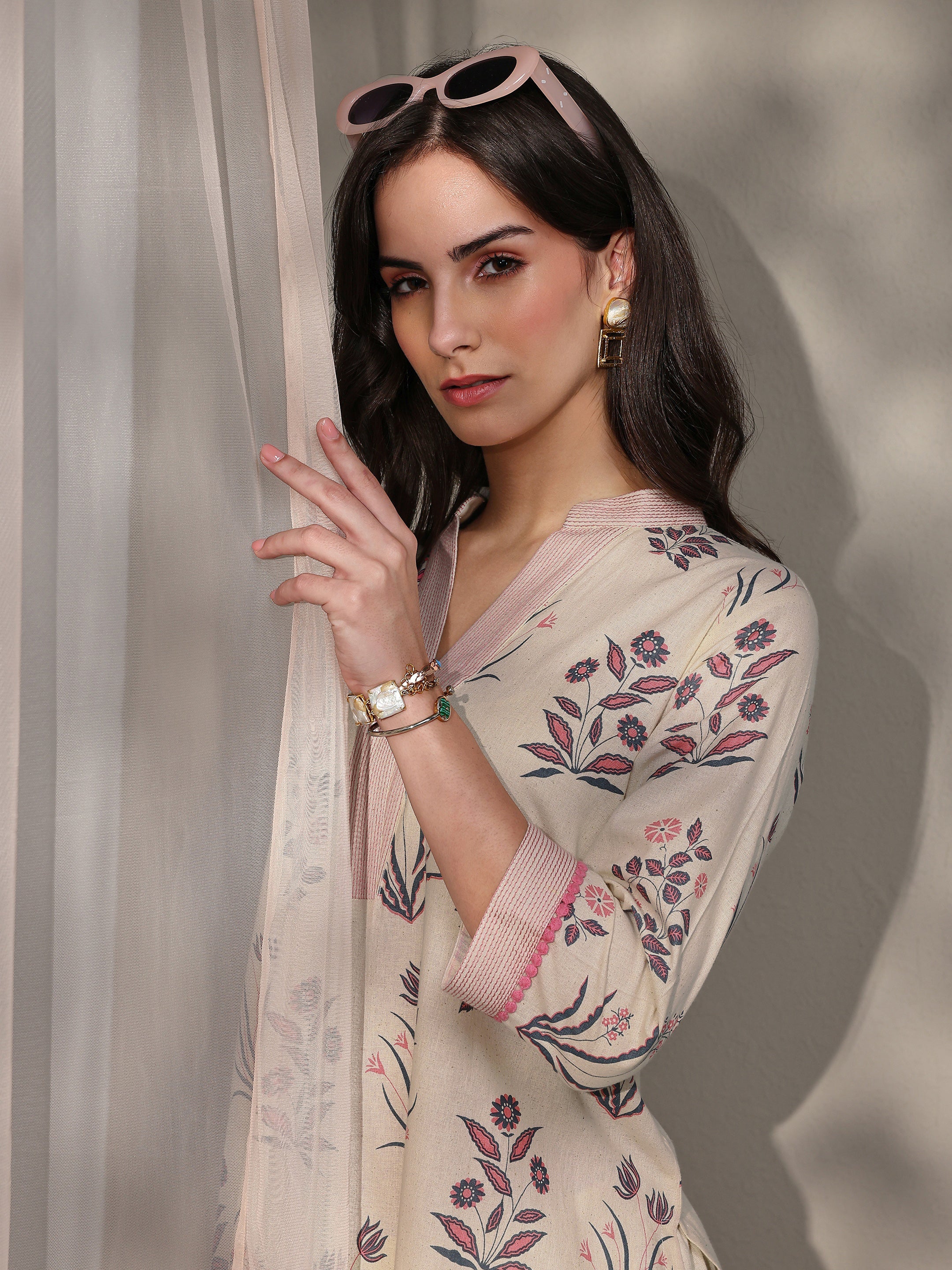 libas Beige Floral Printed Cotton Straight Kurta Set-picture-34