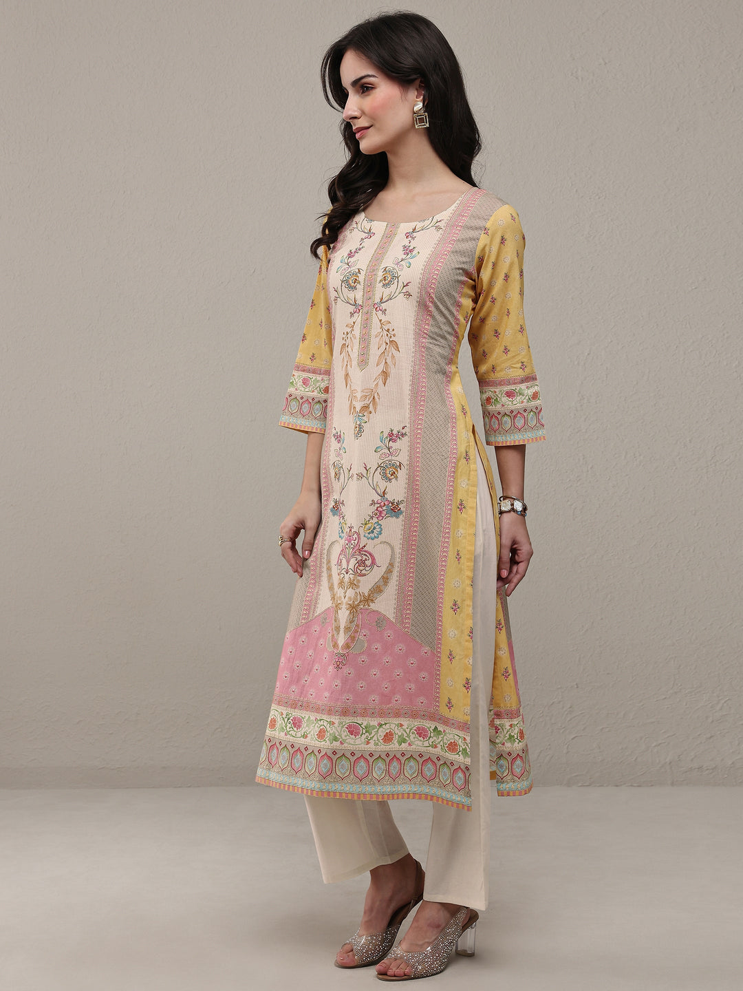  Multi Floral Printed Cotton Straight Kurta Set 