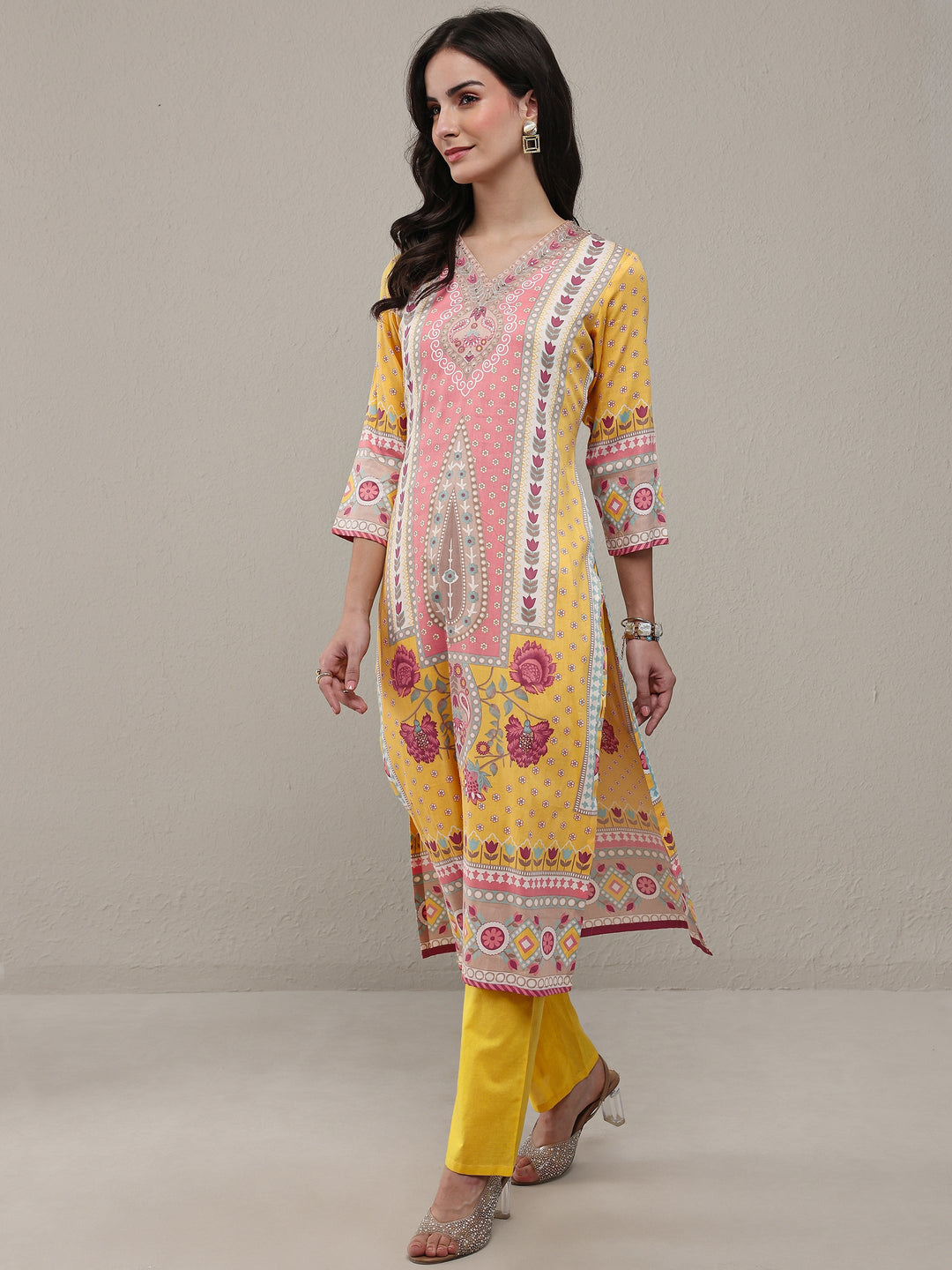  Multi Floral Printed Cotton Straight Kurta Set 