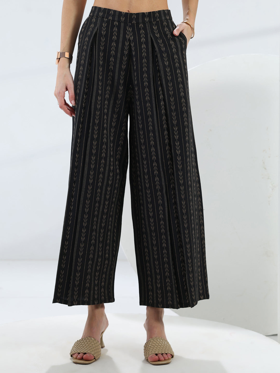  Black Woven Design Cotton Blend Co-Ord Set 