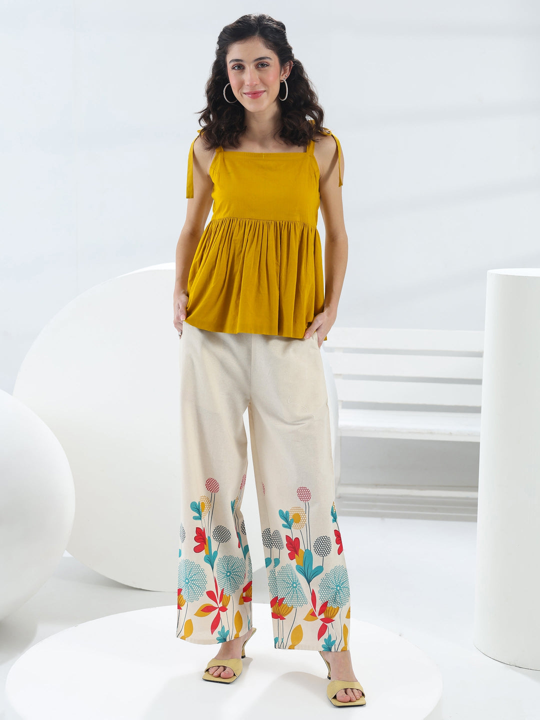  Mustard Solid Cotton Co-Ord Set 