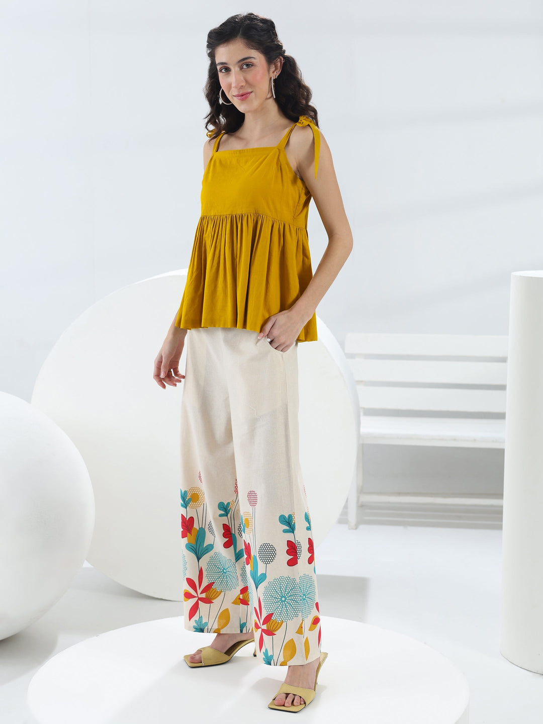  Mustard Solid Cotton Co-Ord Set 