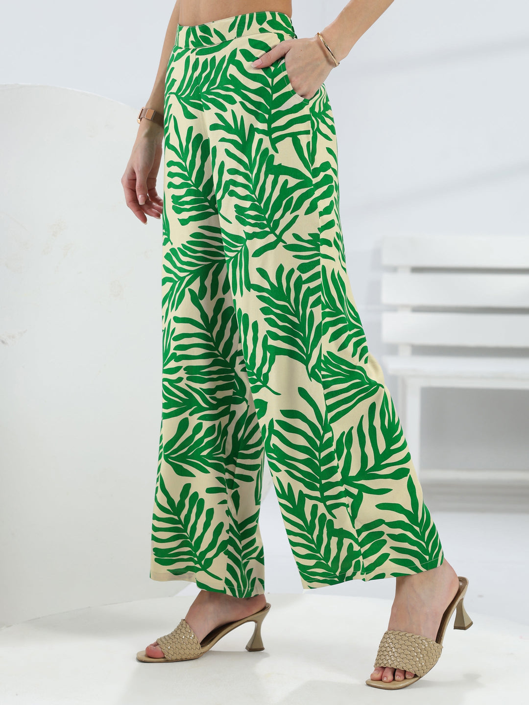  Green Printed Rayon Co-Ord Set 