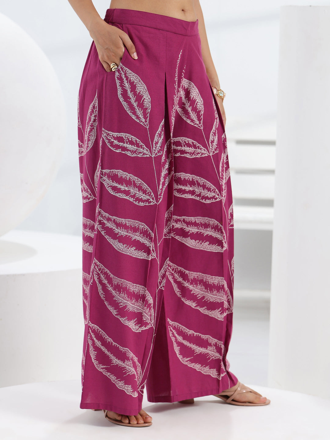  Pink Tropical Printed Cotton Co-Ord Set 